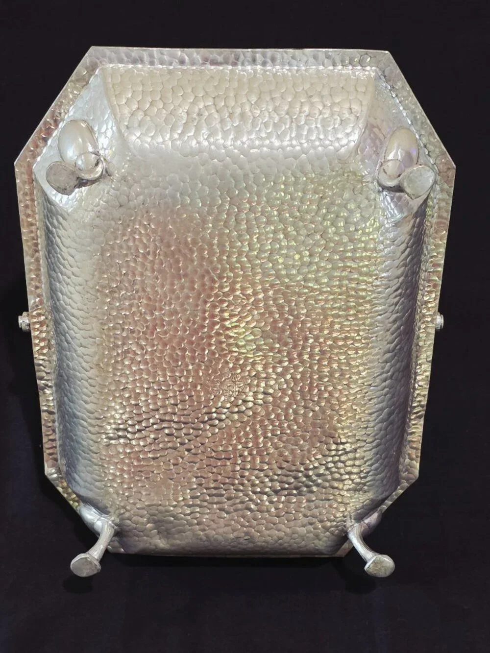 RARE Vintage Art Deco Hammered CIVIC Pewter Handled Basket Pattern No. 3492